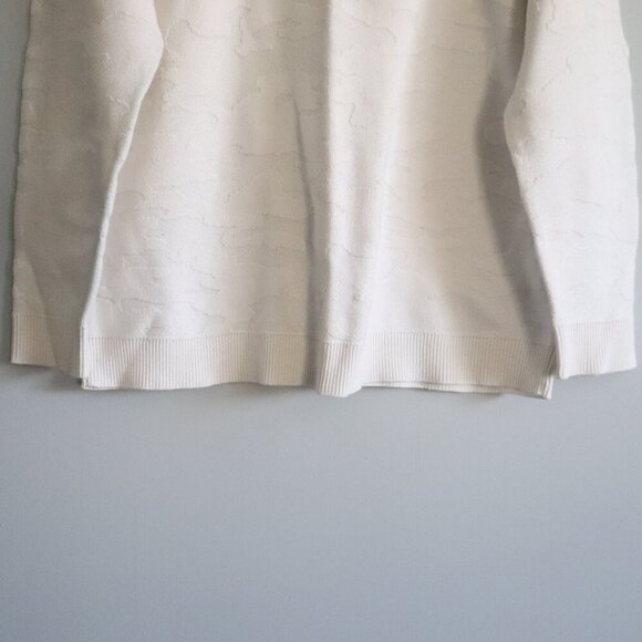 Joe Fresh Women's Sz 1X White Camouflage Crewneck Ribbed Knit Stretch Sweater - Picture 8 of 10